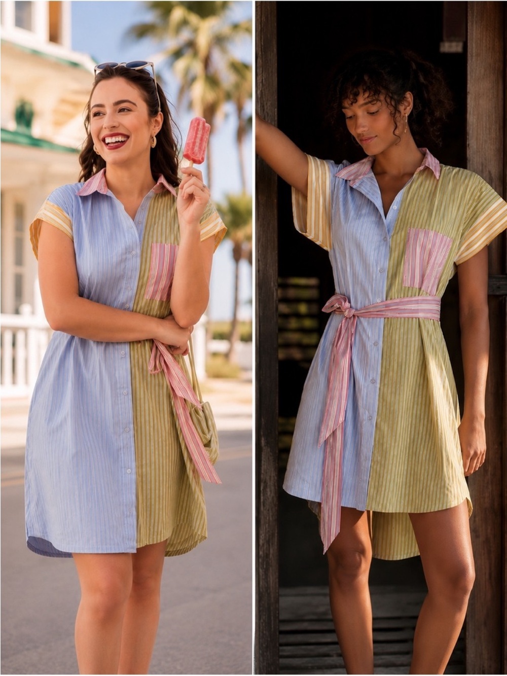 Maeve Striped Multicolor Shirtdress